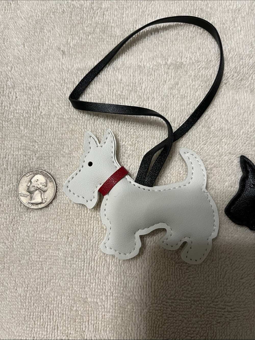 Set of 2 NEW Black & White Scottie Dog Faux Leather Bag Charms - Picture 3 of 5